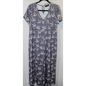 Bon Apple Tea Jumpsuit Romper Small Bamboo Leaves Polyblend Wide Leg Casual NWT